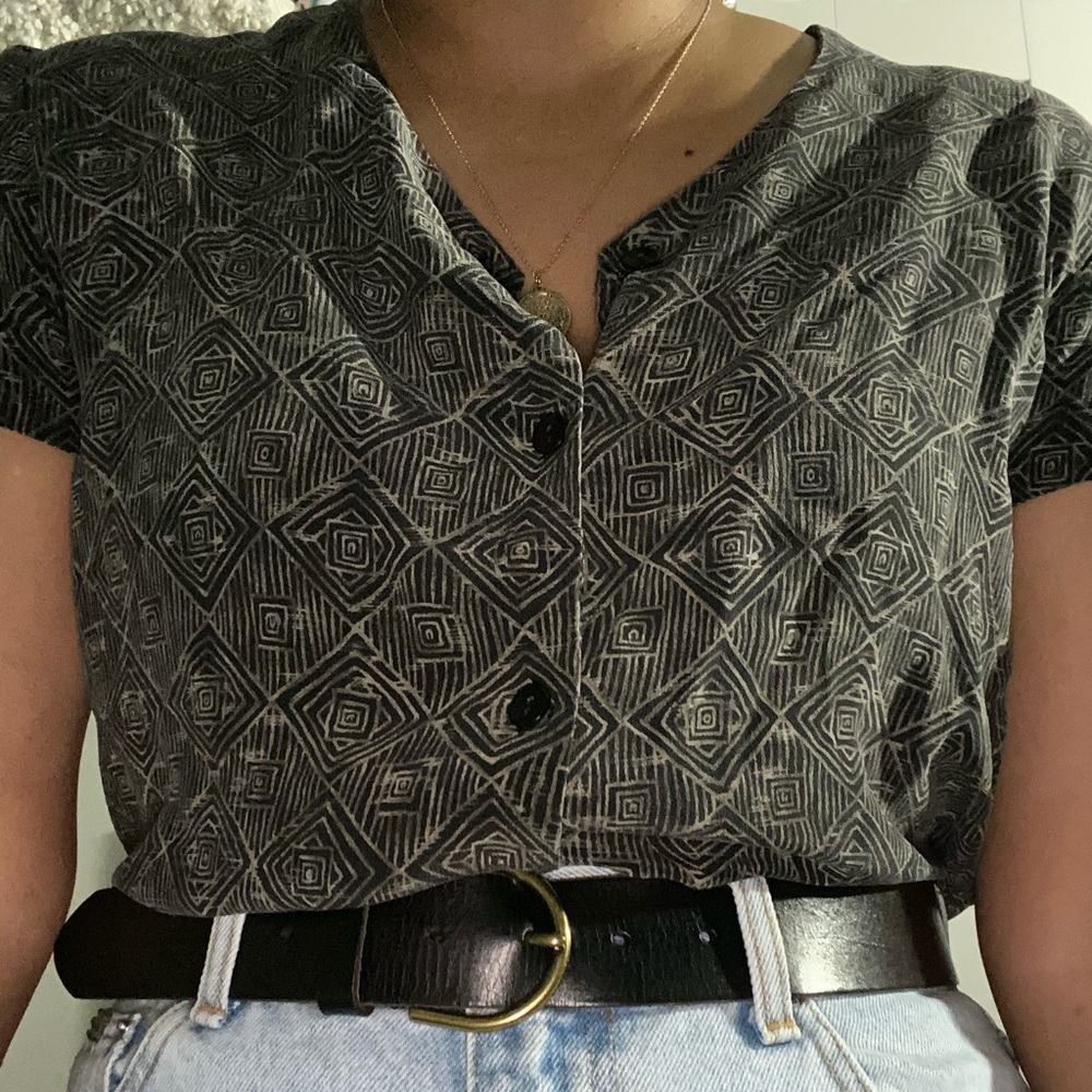 100% Silk button up top.